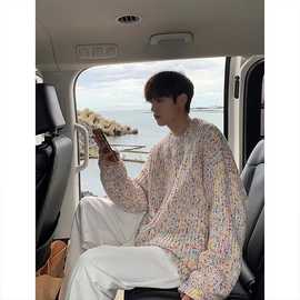 高级感潮牌国潮ins原宿街潮秋冬男女款中性粗线宽松休闲圆领毛衣