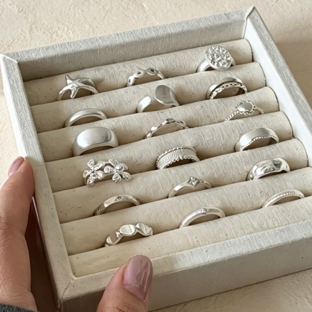 Minimalist S925 Sterling Silver Plain Ring, Light Luxury with a High-End Feel, Versatile Index Finger Ring, Vintage Brushed Open Ring