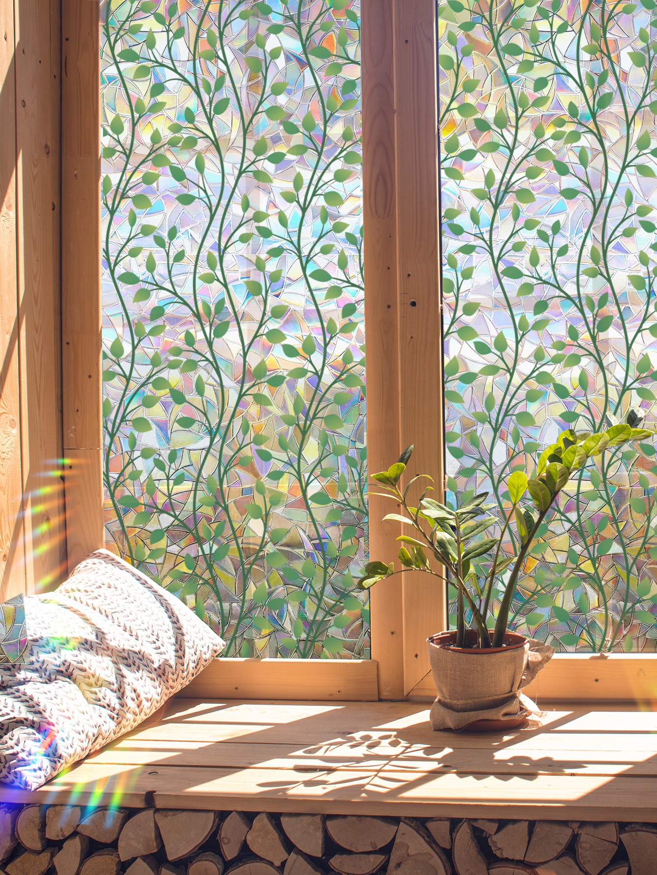 140g Weight Glass paster Home Textiles & Decor Type PVC Material Leaf Pattern Casual, Pastoral Style Casual Pastoral Leaf PVC Glass Paster Wall Art 172