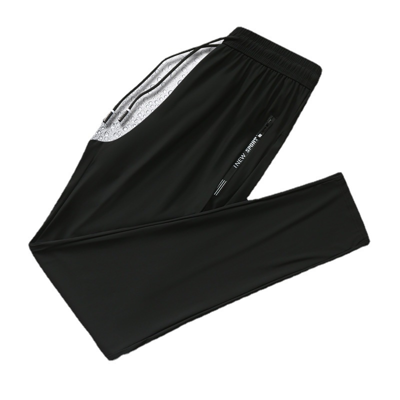 Pantalones de seda de hielo de verano Pantalones casuales transpirables delgados de secado rápido para hombres Pantalones deportivos sueltos pantalones de aire acondicionado atados al tobillo