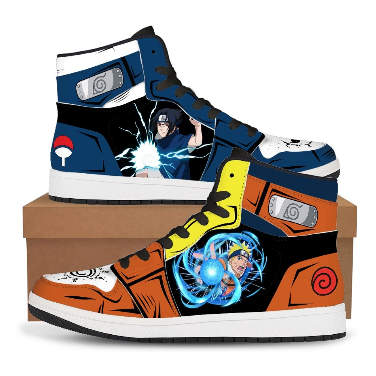 Japanese Man Naruto Animation Pattern Digital Printing Independent Station Hot Selling Men's High-top PU Board Shoes sneaker