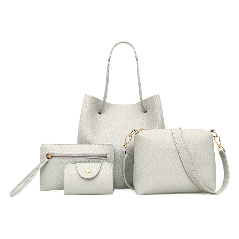 2023 otoño nuevo lychee patrón bolso de las mujeres moda gran bolsa estilo coreano hombro portátil crossbody bolsa de cuatro piezas al por mayor