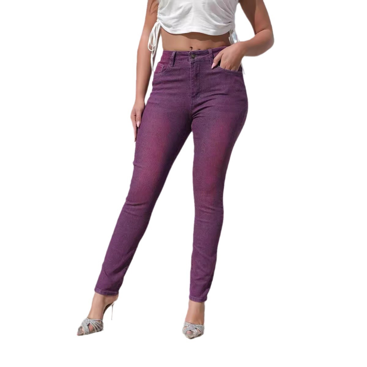 2024 transfronterizo ebay AliExpress comercio exterior ropa de mujer europea y americana estación independiente pantalones de pies lavados pantalones vaqueros de cintura alta para mujer