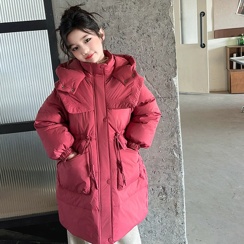 Brace, long hoody, keep warm winter down jacket, for teenagers, increased thickness, mid-length, western style