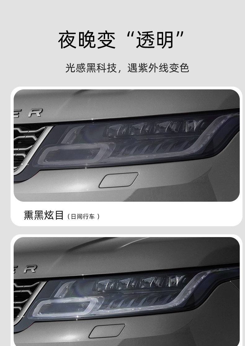 Suitable for Land Rover Blackened Light Film-TPU Headlight Tail Light Color Change Light Control Color Change Film Transparent Black Samurai Film