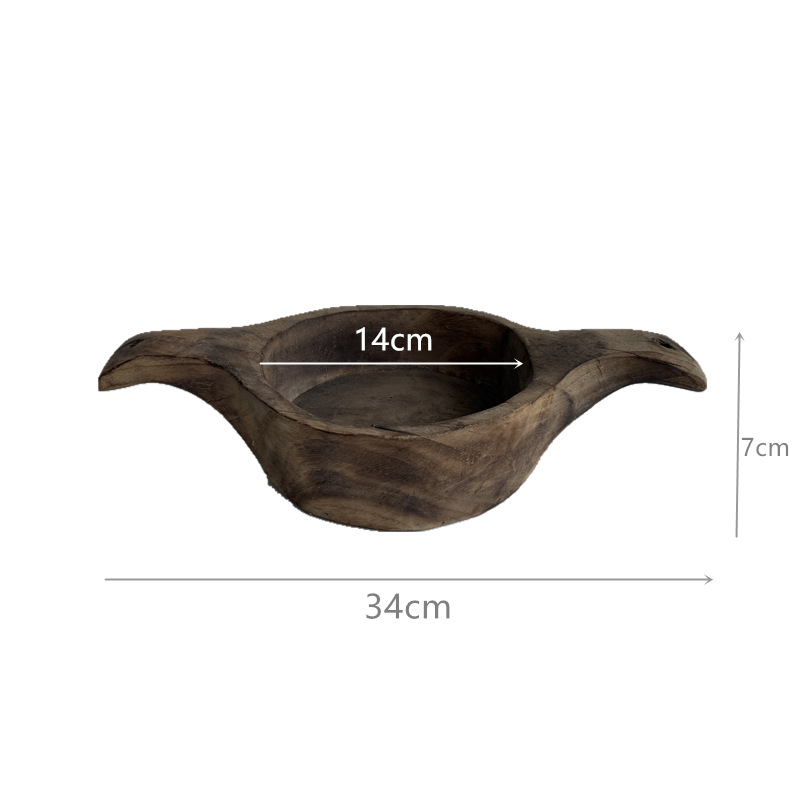 Bandeja de madera hecha a mano para servir bocadillos y frutas, decoración de escritorio para el hogar, estilo wabi-sabi.