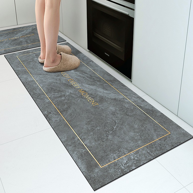 Kitchen Diatom Mud Floor Mat Washable Floor Mat Marble Printed Square Household Non-Slip Moisture-Proof Absorbent Mat Soft Cushion