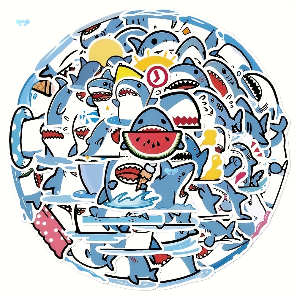 50pcs Fat Shark Anime Cute Funny Graffiti Art Cool涂鸦艺术贴