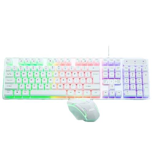 AOC KM100 wired keyboard and mouse set suspended keycap mechanical feel luminous backlight gaming keyboard and mouse