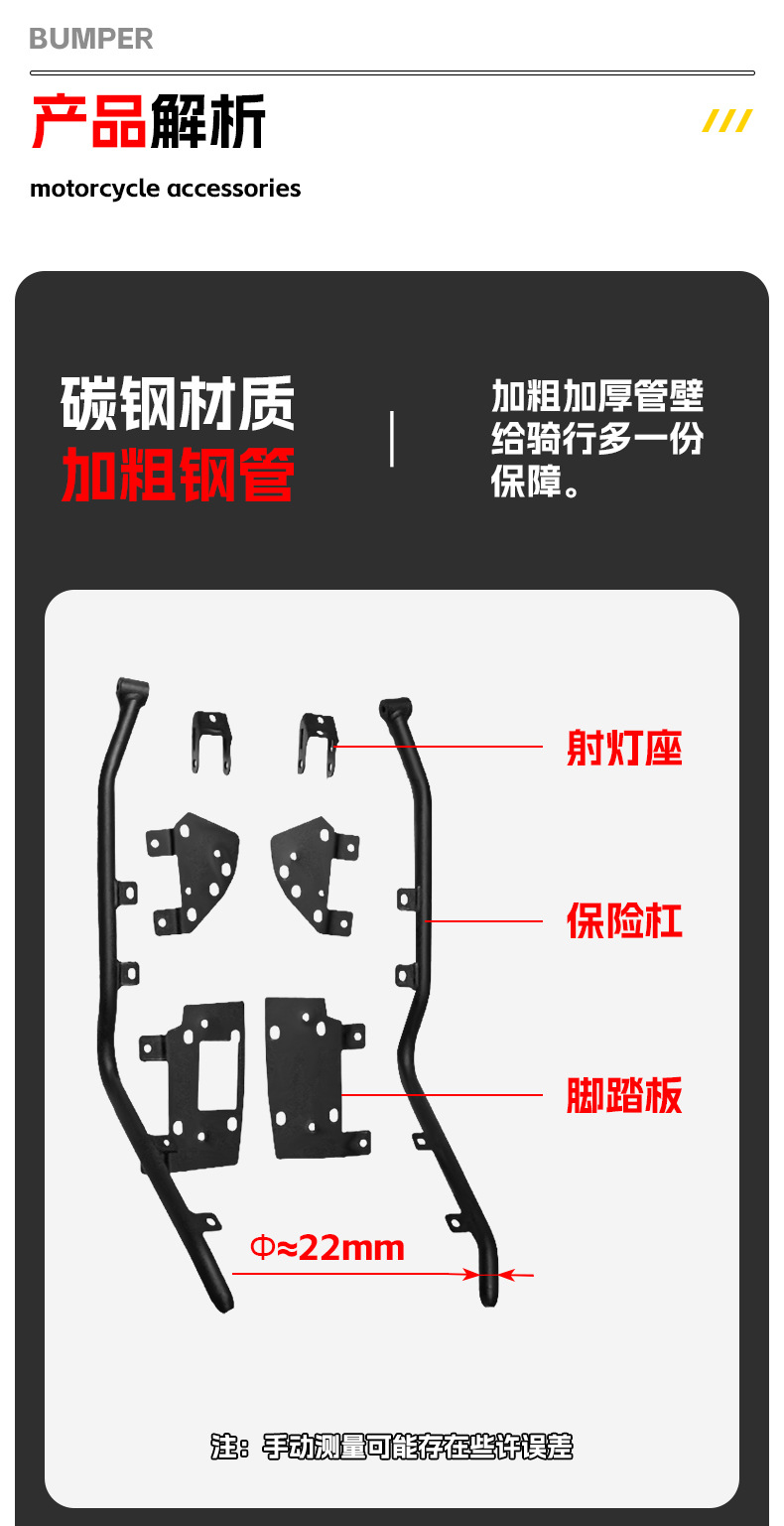 Suitable for Honda Pcx160 Bumper Modification Parts, Special Anti-Collision Bars for Scooters, Front and Rear Anti-Fall Bumpers