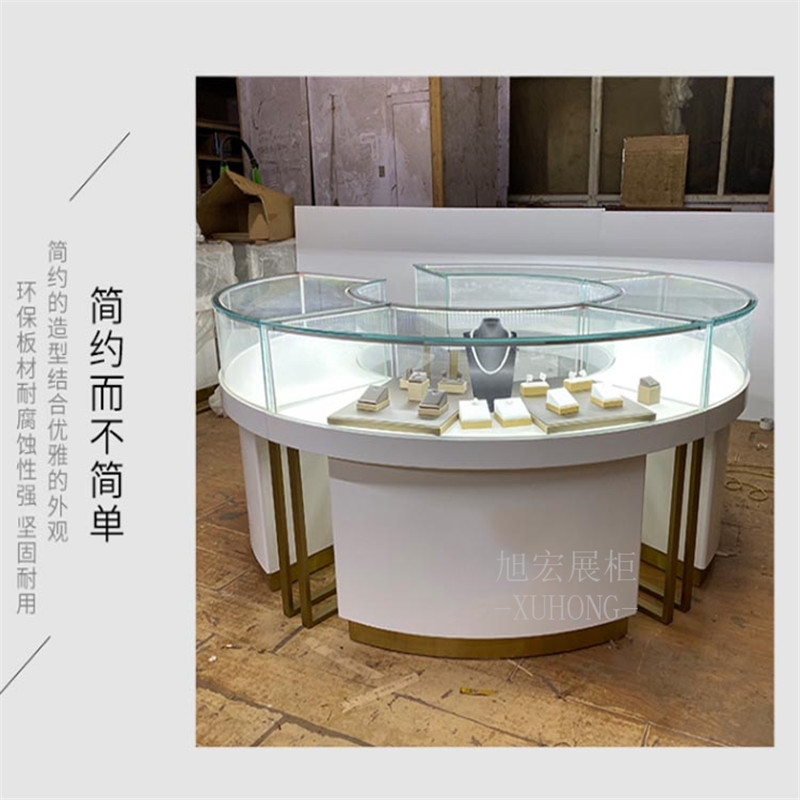 厂家直供黄金珠宝展示柜环形柜台珍珠首饰展柜高端化妆品高柜