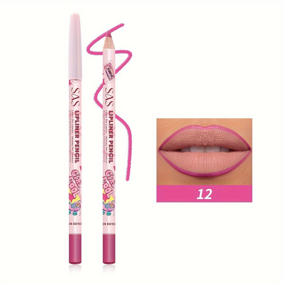 El delineador de labios de punto transfronterizo de USHAS europeo y americano es fácil de colorear, resistente al agua de larga duración, taza antiadherente, efecto de maquillaje mate SAP002 image 18