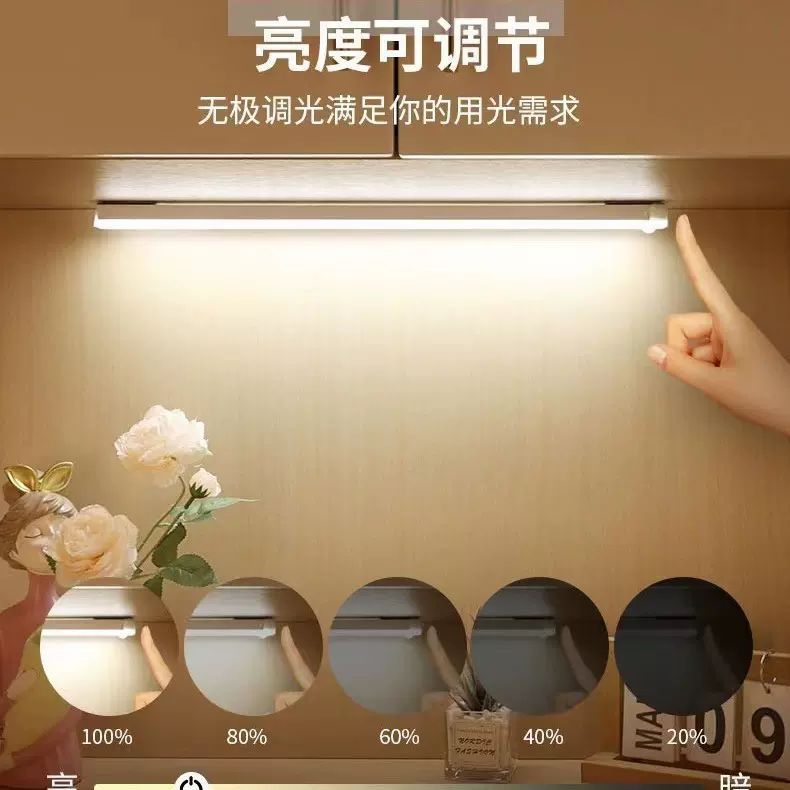 跨境LED人体感应灯磁吸充电酒柜衣橱灯学生宿舍感应小夜灯批发