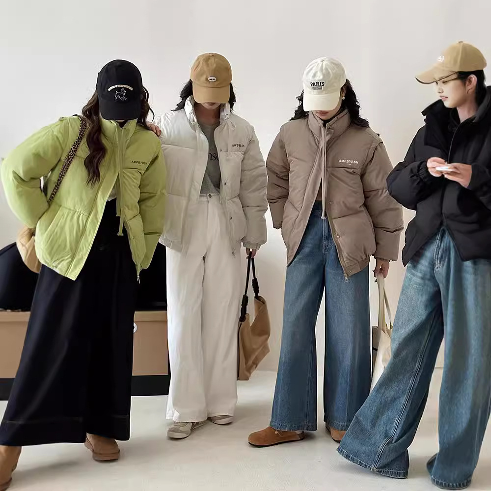 Europa y los Estados Unidos 2024 otoño y invierno corto ropa de algodón de mujer cuello coreano dos chaquetas de algodón gruesas chaquetas de béisbol de estudiantes chaquetas