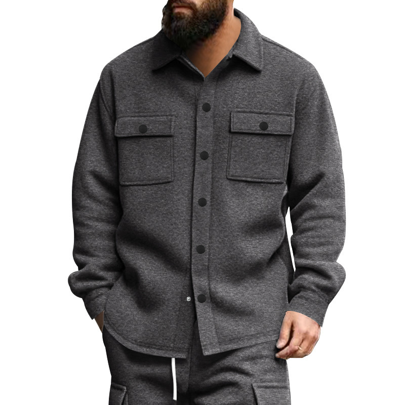 Otoño y invierno Europa y los Estados Unidos transfronterizos Amazon hombre casual con chaqueta de sola fila de botón de chaqueta de color sólido