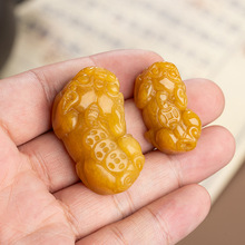 天然黄龙玉貔貅吊坠批发 手工雕刻玉石貔貅摆件黄玉挂件玉石吊坠