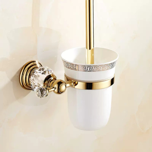 European style golden crystal series toilet brush holder antique hardware pendant bathroom supplies toilet brush set