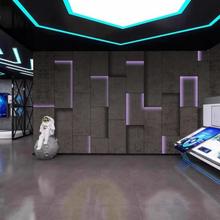 3D立体水泥灰高级感工业风KTV咖啡台球厅壁画直播发光背景墙壁纸