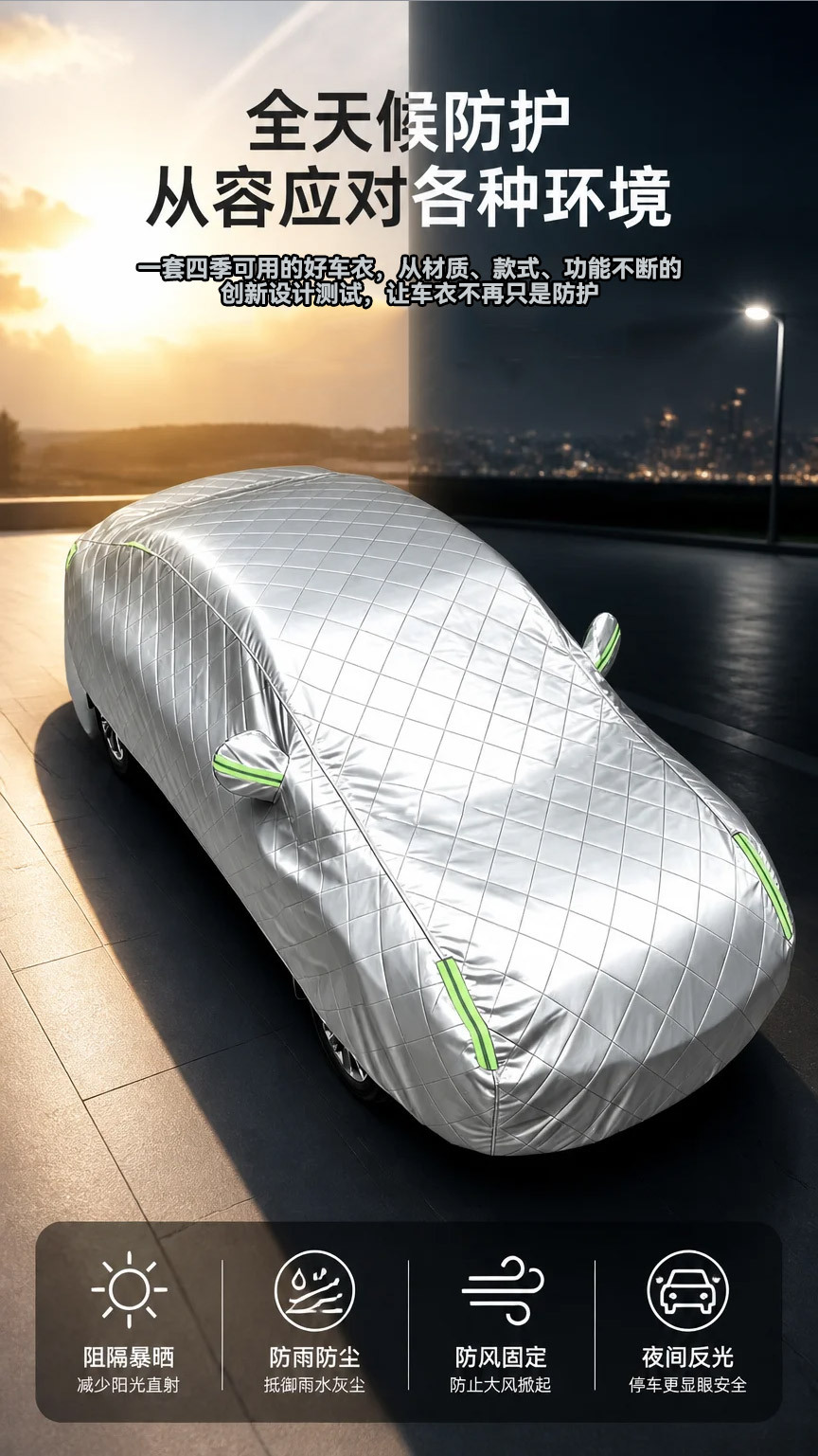 In-stock supply of car covers that are waterproof, rainproof, sunproof, and hail-resistant, with a thick cotton quilt design