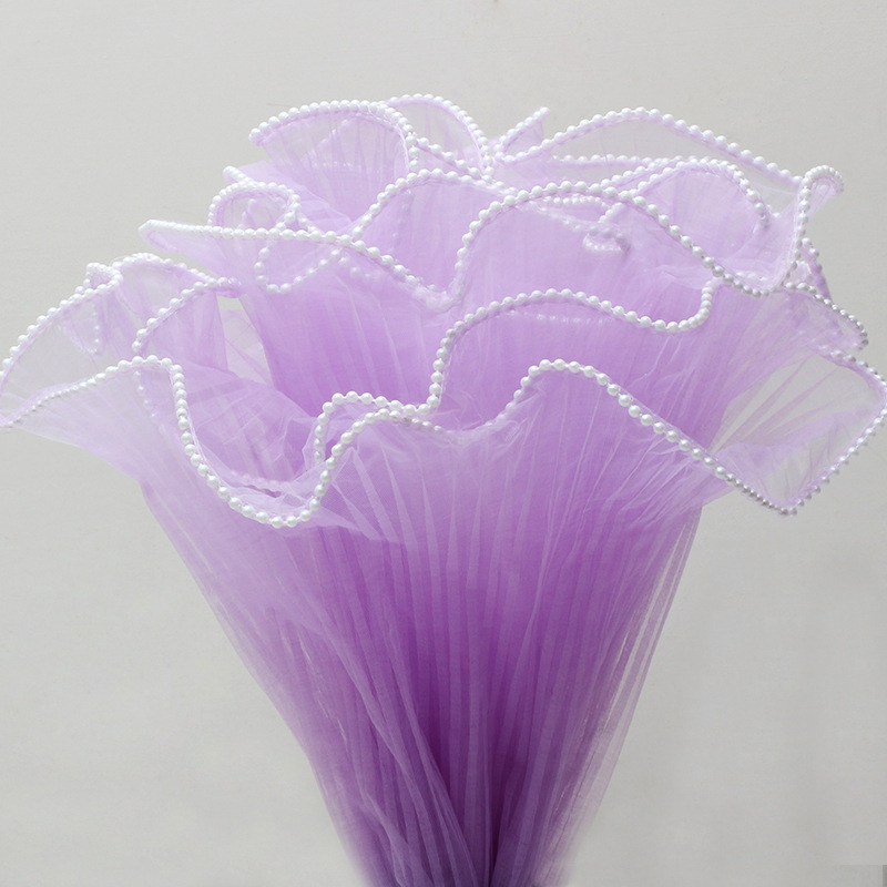 Hilo de aerosol de perlas de estilo coreano plisado hilo de perlas DIY bolsa de hilo de flores forro de hilo de malla de flores materiales de embalaje al por mayor