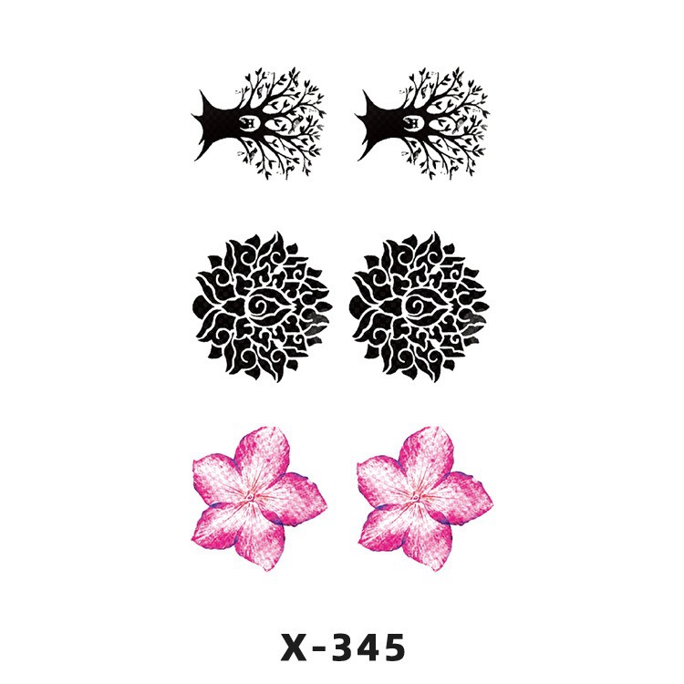 Arco de flor pequeña pegatinas de tatuaje fresco 3D dibujos animados transfronterizo Henna rosa impermeable texto en inglés pegatinas de tatuaje