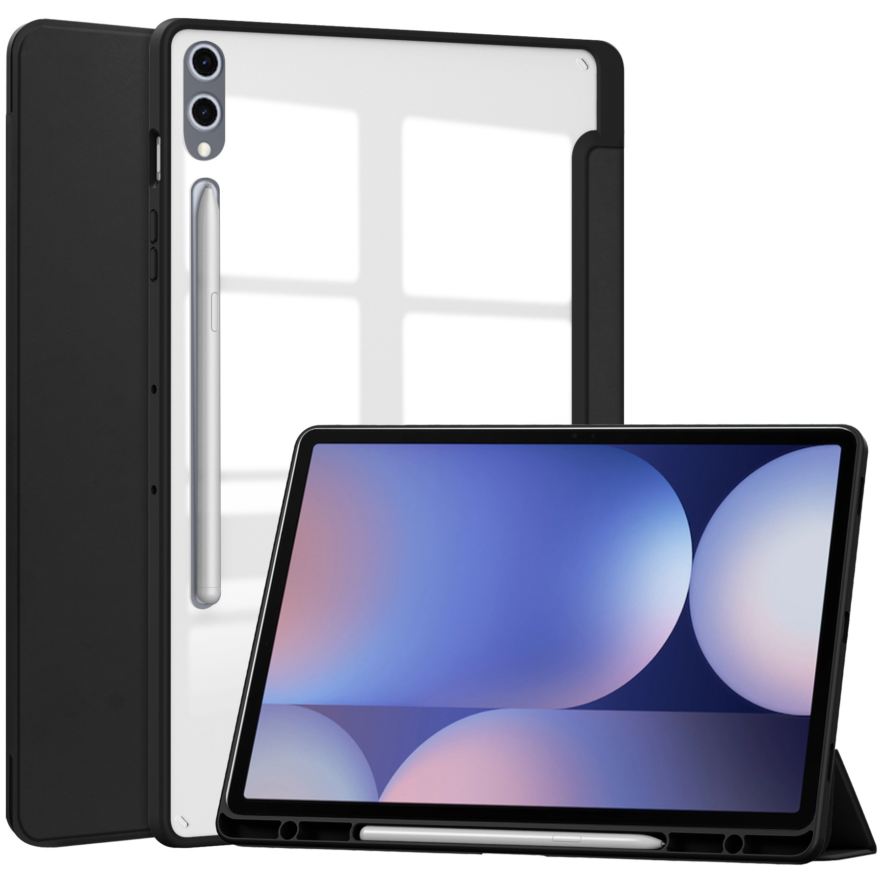 适用三星Tab S10+/S9+12.4平板皮套三折亚克力笔槽X810/X820壳