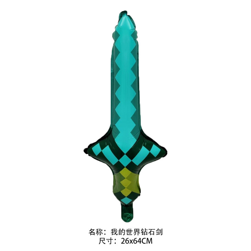 新しいクロスボーダー漫画スタイルのマインクラフトバルーンピクセルデジタル4Dブロック誕生日バナーレターバルーン|undefined