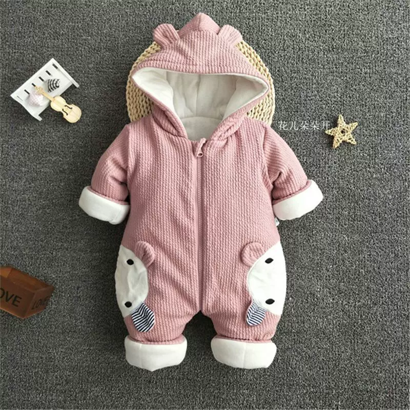 婴儿冬季连体衣棉衣爬服男宝宝纯棉加厚3到6到8到1女童装外出服秋