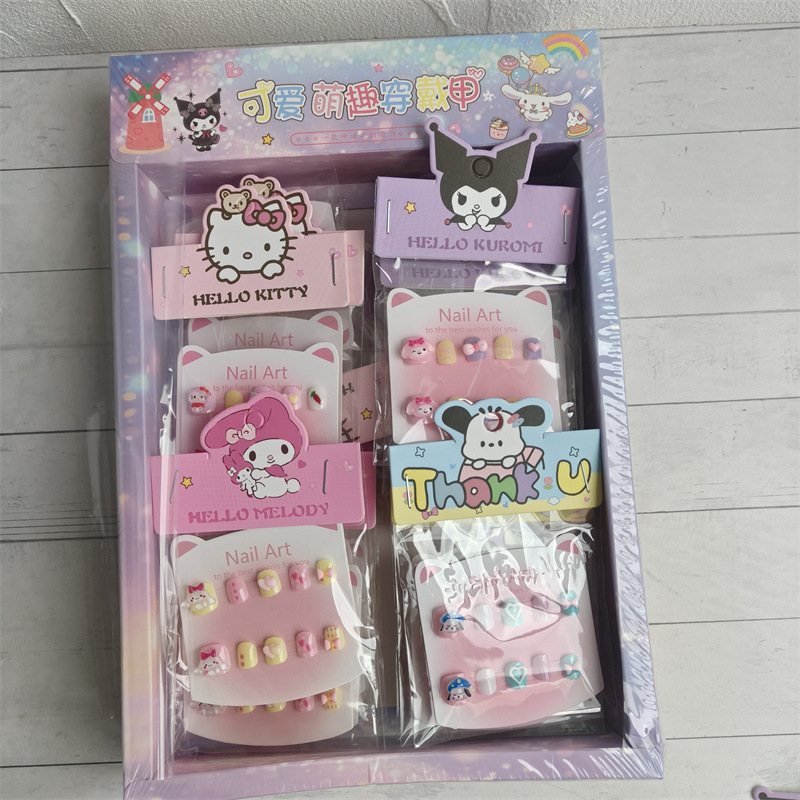 Foreign Trade Cartoon Sanrio Stereo Nail Stickers Pacha Dog Fake Nail Stickers Melody Big-Eared Dog Wearable Nail Batch