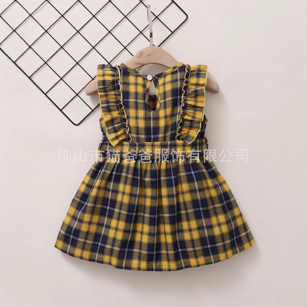 2021ins Exportación de ultramar verano europeo y americano niñas a cuadros princesa vestido de una sola pieza