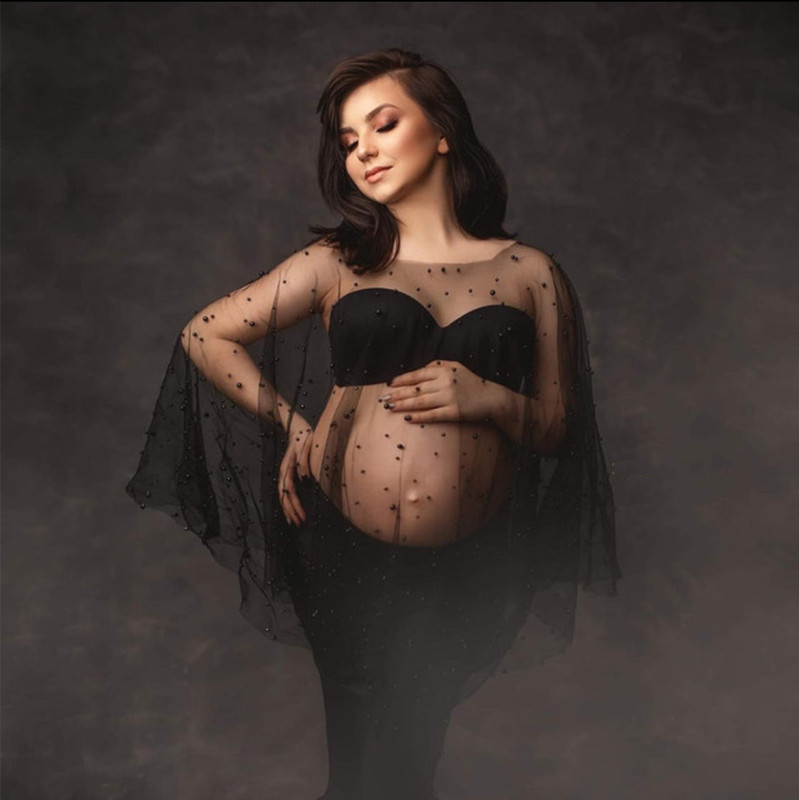 24 Cross-Border Fashion Maternity Photo Clothing Skirt Photo Studio See-Through Sexy Net Beading Fairy Pregnancy Style Mommy Photo Clothing
