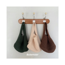 韩国复古儿童毛线包针织斜挎包编织半圆ins百搭秋冬新款单肩包潮