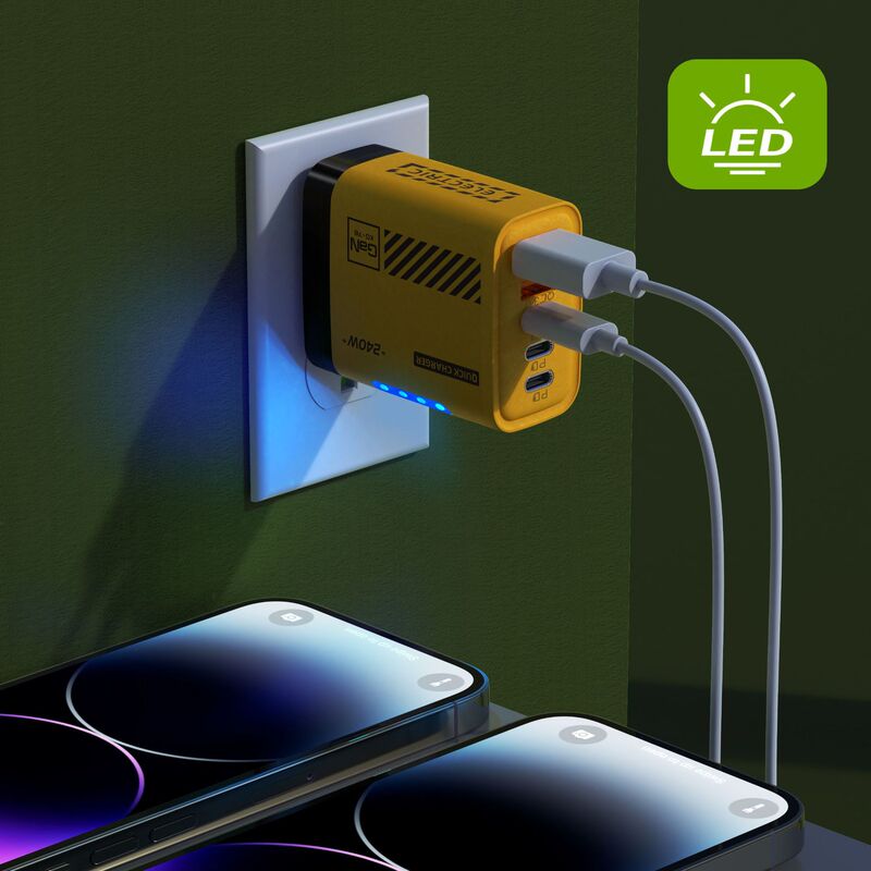 新しいメカスタイル 240WPD 急速充電器 3typec デュアル USB 携帯電話ユニバーサル 5v2a 充電ヘッドライト付き|undefined