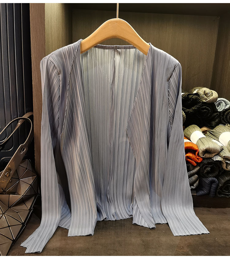 Áo khoác vest nữ xếp ly cao cấp cổ bẻ dài tay mẫu mới xuân hè — Màu xanh lam nhạt, Màu xanh lục nhạt, Màu đen, Màu hồng chi tiết 10