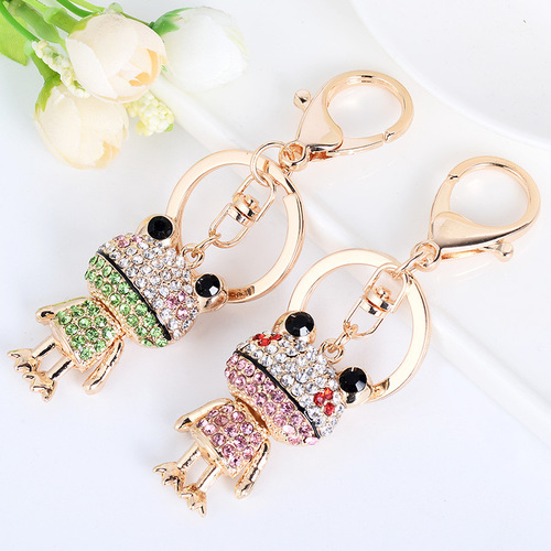 Exquisite frog series car bag diamond keychain cute frog creative metal keychain manufacturer wholesale
