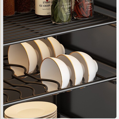 Dustproof bowl pull-out tray kitchen storage shelf double-layer tabletop draining bowl and dish rack storage cabinet kitchen utensils
