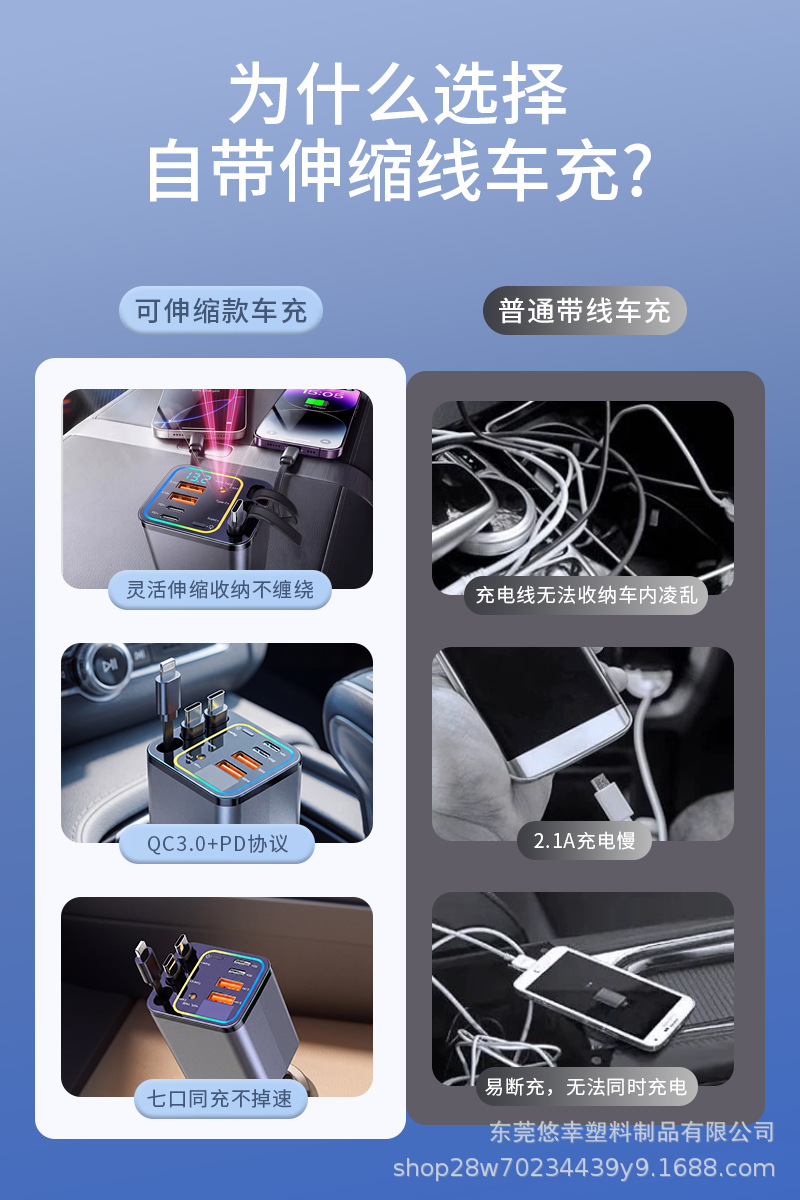 Car-mounted aluminum alloy starry sky ceiling phone charger with retractable cable, PD fast charging, super fast charger, cross-border