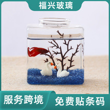 桌面生态瓶创意礼品办公室微景玻璃水培鱼缸斗鱼缸迷你小型