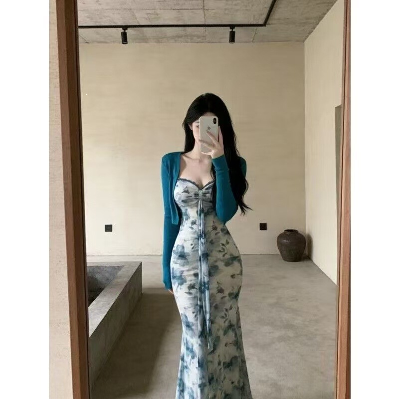 Resort-Style Elegant Floral Tube Top Dress, Long Dress for Women in Summer, Slim-Fitting and Cool-Looking Long Dress