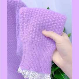 设计感浣熊绒洋气紫色蕾丝毛衣女欧货时尚减龄马海毛针织衫609876