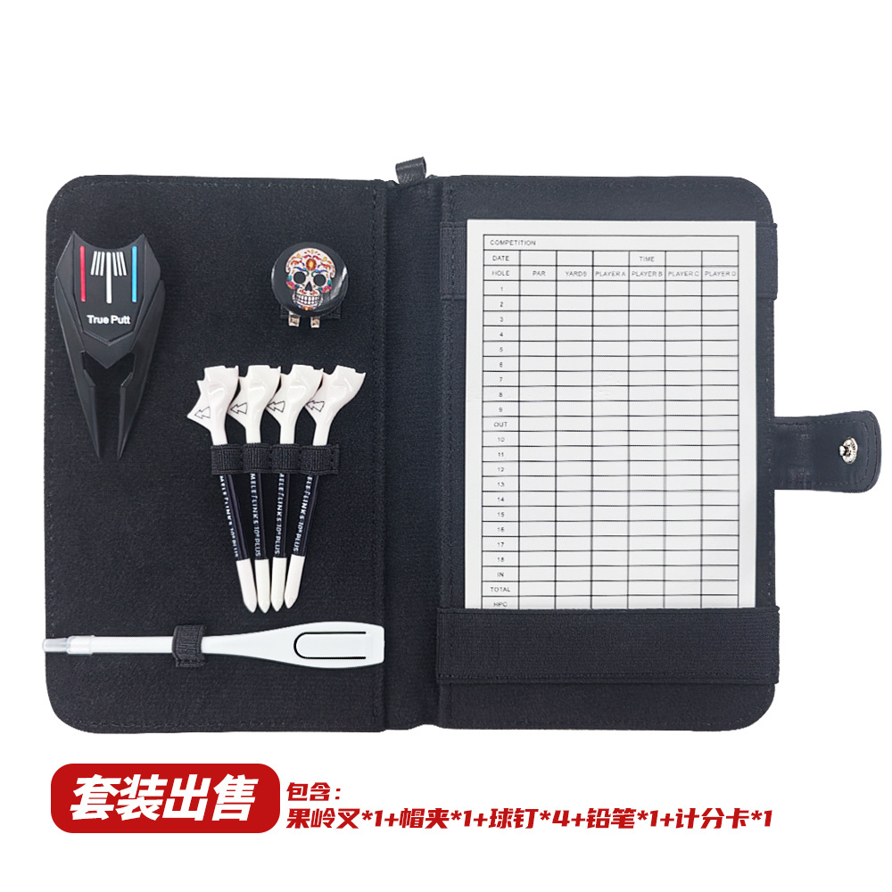 ゴルフスコアブックPUレザーワニ柄スコア帳記録球場競技スコアカード鉛筆部品セット