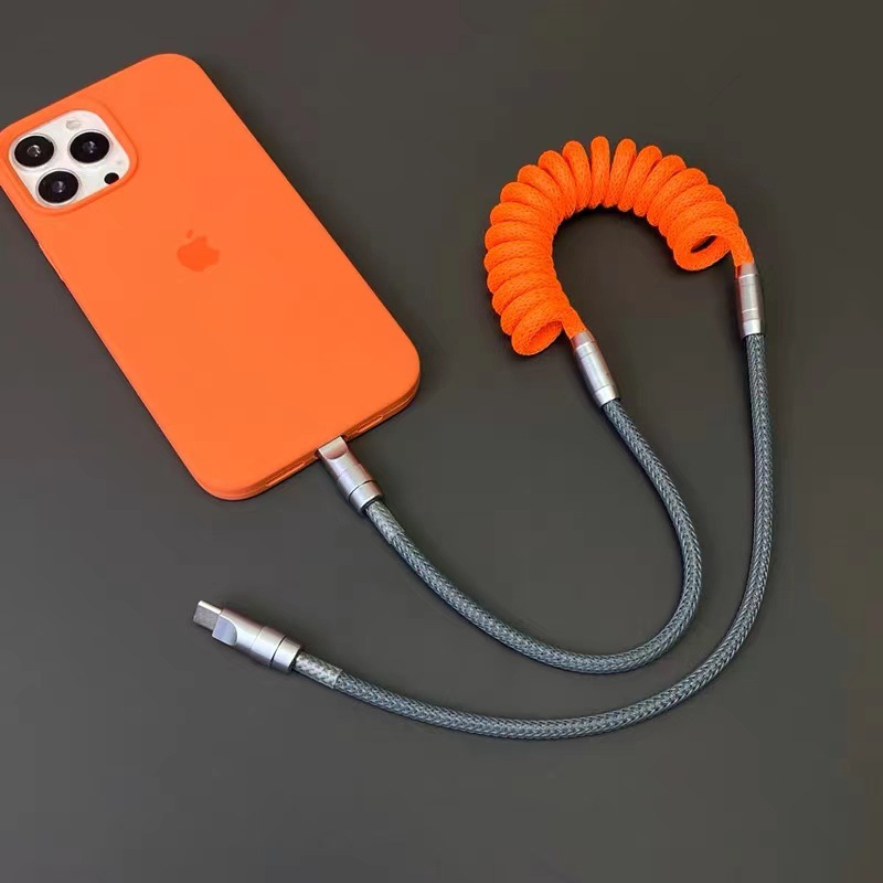 Cable DE DATOS telescópico espiral de primavera a juego de color personalizado para Apple iPad Android Huawei Xiaomi Tipo-C