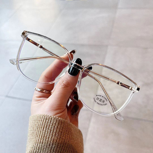 Qianai's new myopia glasses frame TR90 personalized cat-eye plain mirror Korean version with diamond fashion street style glasses