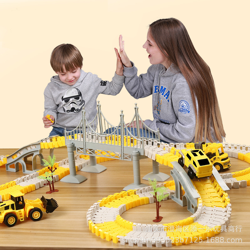 Electric track toy for children, transformable assembly electric track vehicle, miniature electric train, kiosk toy for wholesale