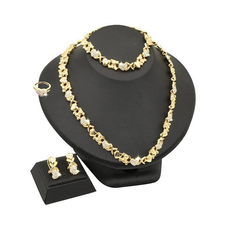 B 60731 Crystal heart bridal jewelry set Rhinestone heart-shaped bride jewelry