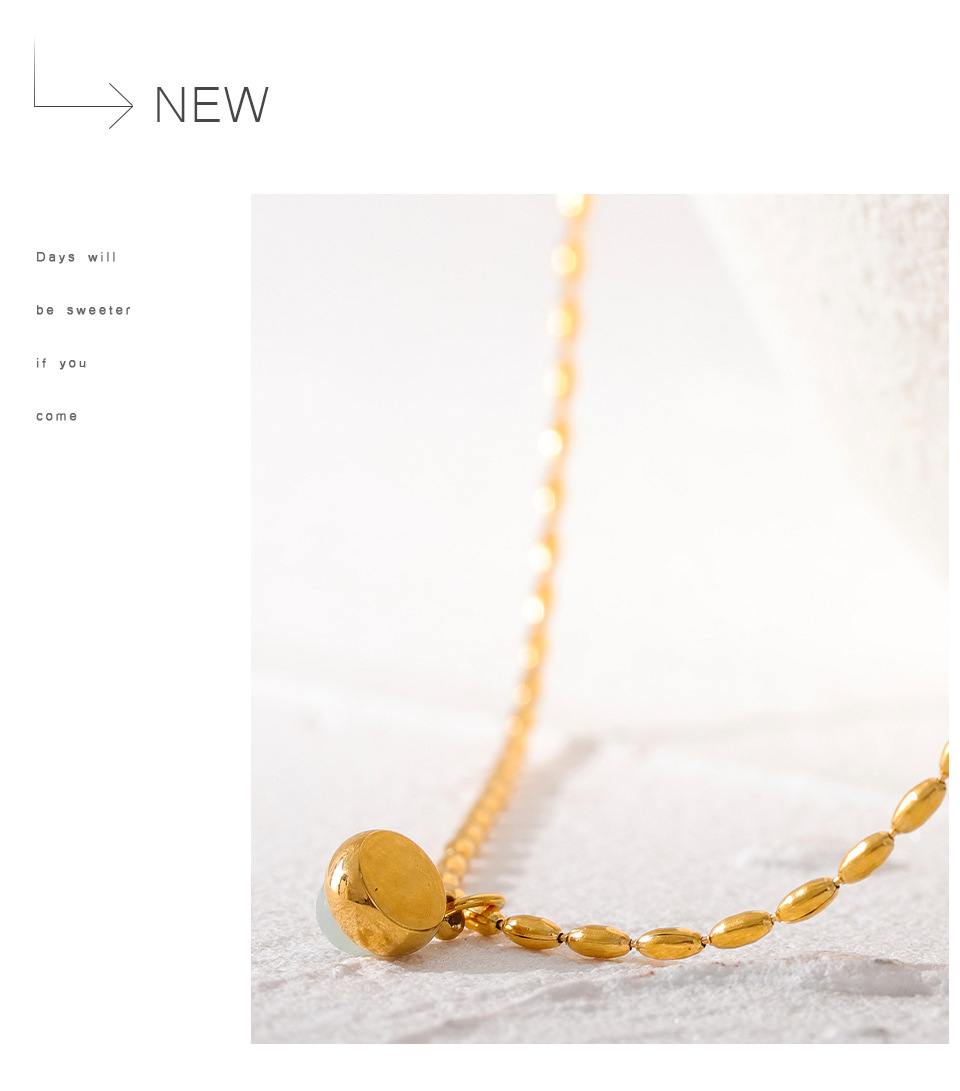 Retro Geometric Titanium Steel Plating Natural Stone Pendant Necklace