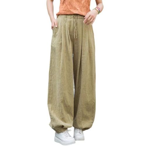 Cotton linen pants for women this summer new style cotton linen long pants casual loose versatile cuffs pants loose feeling lantern pants 