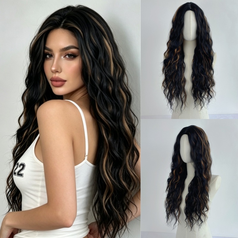 curly matte wig with hair parting
