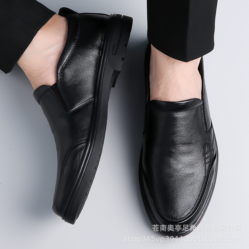 도매 하이 엔드 탑 레이어 소 가죽 남성 신발 미끄럼 방지 부드러운 바닥 편안한 올 매치 캐주얼 비즈니스 신발 플러스 사이즈 원스텝 가죽 신발