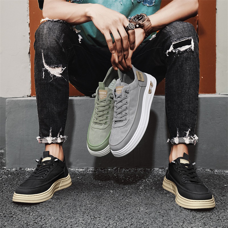 Zapatos de hombre, zapatos planos de corte bajo, zapatos deportivos casuales para estudiantes, zapatos de moda de tela de todo fósforo para hombres, verano para adolescentes 2025